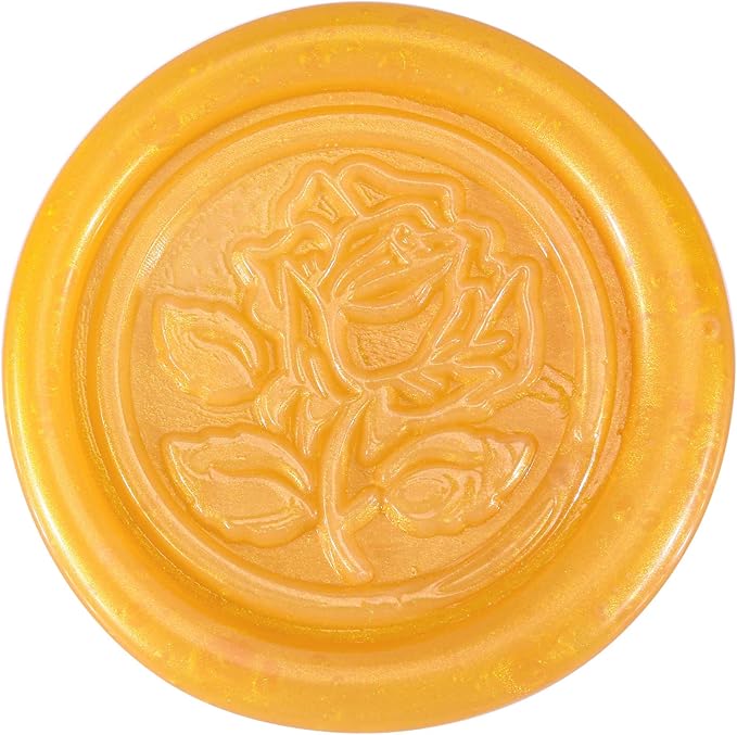 Yoption 5 Pcs Sealing Wax Sticks with Wicks for Wax Seal Stamps, Christmas Cards, Wedding Invitations, Wine Packaging, Gift Wrap, Envelopes (Amber Gold)
