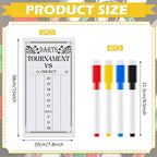 Juexica 2 Pieces Dart Scoreboard Dry Erase Scoreboard Dart Score Keeper Dart Accessories with 4 Dry Erase Markers for Cricket and 01 Dart Games, 15 x 7.8 Inches