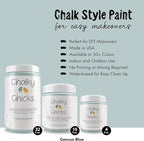 Chalky Chicks All-in-One Chalk Paint for Furniture or Cabinet - 32Fl Oz -Matte Finish Cancun Blue (Light Blue) for Metal, Wood Furniture Paint - No Sanding All-in-One for Home Decor & Crafts, USA Made