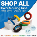 Spartan Industrial - 1" X 60 yd Green Tape - 6 Colored Masking Tape Rolls for Home, Office, School Use - No Residue, 5.5 Mil