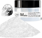 Matio Interference Mica Powder, 1.06oz/ 30g Snow White Chrome Powder, Pearlescent Effect Color Shift Pigment for Epoxy Resin, Makeup Shimmer,Nail Polish,Soap Dye,Candle Making,Paint,Slime Pigment