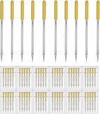 HONEYSEW 60 Pieces Sewing Machine Needles Universal Regular Point Machine Needles for Home Sewing Machine Compatible with Singer, Brother and Old Sewing Machine (Yellow Size, 18-60PCS)