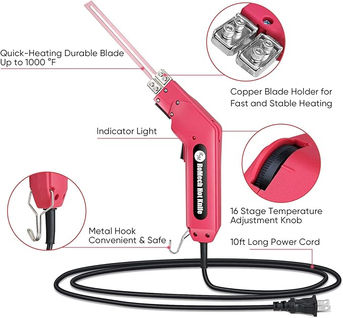 ROMECH Foam Cutter Pro Electric Hot Knife, 200W Styrofoam Cutting Tool Kit- with Heavy-duty Case Blades & Accessories RM-005 (200W)