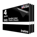 Trotec TroLase | 12"x20"x1/16", 4 Pcs | Black/White/Black | 3 Ply | Modified Acrylic | Laser Engraving Double Color Plastic Sheet | Engraving Blanks for Laser, Saw, Guillotine | Made in USA