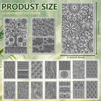 CHGCRAFT 16 Sheets 16 Styles Retro Lace Polymer Clay Texture Mat Mandala Tree Modeling Pattern Pad Bohemian Texture Sheets for Polymer Clay Making Earrings Jewerly Tools, 4×2.6 inch