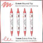 4 Dual Tip Pink Paint Pen Metallic - Fine Tip & Medium Acrylic Paint Markers - Pink Marker for Metal, Wood, Rock Painting, Canvas, Ceramic, Glass, Fabric, Leaf and Plastic - Water-based Ink