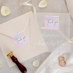Transparent Square Thermal Label Stickers 3" x 3", Clear Direct Thermal Stickers Labels, Self-Adhesive Thermals Label for Small Business-Transparent Pink