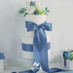 HUIHUANG Smoke Blue Ribbon 2 inch Wide Double-Faced Blue Satin Ribbon for Crafts, Bows Making, Flower Bouquet Wrap, Gift Wrapping, Wedding Bridal Shower Decor, Home Decor -25 Yards/Roll