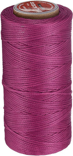 uxcell Flat Leather Sewing Waxed Thread, 140m / 153 Yards Polyester Wax String, 300D Wax Stitching Cord for Leather Crafts, Bookbinding, Bracelets Braided, Reddish Purple
