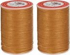 uxcell Round Leather Sewing Waxed Thread, 55m / 60 Yards Polyester Wax String, 0.80mm Wax Stitching Cord for Leather Crafts, Bookbinding, Bracelets Braided, Golden Brown, 2pcs