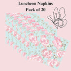 20-ct 13x13 Flowers Paper Luncheon Decoupage Napkins, 3-Ply Servilletas Printed Flower Pink Tulips Cocktail Napkin for Art, Dinner and Party, Disposable Napkins Decor