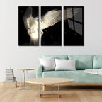 SpiritualHands White Owl Tempered Glass Wall Art Painting for Living Room, Tempered Glass Modern Prints Decor, Large Vivid Color Panel for Bedroom, Kitchen, or Office