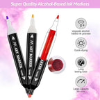 Banral Alcohol Markers, 24 Colors Dual Tip Alcohol Based Art Marker Set for Artists Adults, Permanent Drawing Pens for Adult Coloring Sketching Illustration