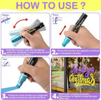 Window Chalk Markers for Cars Glass Washable, 8 Colors Metallic Jumbo Liquid Chalk Marker Pens with 10mm 3 in 1 Nib Wide Tip, Chalkboard Markers Car Window Paint Pen for Auto, Mirror, Poster