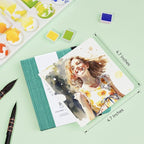 Lightwish Square Watercolor Journal,100% Cotton,300gsm/140lb,Acid-Free,24 Sheets Cold Press Watecolor Paper Sketchbook for Artists Adults Students,4.7 * 4.7 Inches