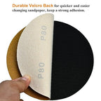 6-Inch No-Hole Hook and Loop Sanding Discs 80-Grit, Random Orbital Sandpaper for Automotive and Woodworking, 100-Pack