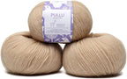 Pullu - Baby Alpaca Merino Wool Yarn Set of 3 Skeins (150 Grams) Worsted Weight - Sourced Directly from Peru - Heavenly Soft and Perfect for Knitting and Crocheting (Almond Latte)