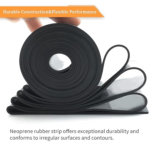 DOBTIM Rubber Strips 1/2(.500)" Thick X 1" Wide X 10'Long, Solid Rubber Rolls Use for Gaskets DIY Material, Supports, Sealing, Bumpers, Protection, Abrasion, Black