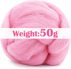 Mayboos Wool Roving Yarn, 1.76oz Colored Natural Wool Roving,Wool Felting Supplies Pure Wool Chunky Yarn for Wet Felting handcrafts and Spinning (Baby Pink)