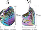 J.CARP 4Pcs Sewing Thimble, Metal Dazzle Color Sewing Thimble Finger Protector, Adjustable Finger Shield Ring Fingertip Thimble Sewing Quilting Craft, Accessories DIY Sewing Tools (2 Sizes, S/M)