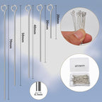 150pcs Silver Filled Eye Pins Non Tarnish Craft Earring Bracelet Jewelry Making Accessories Supplies (30mm (1.18in), Silver-Eye Pin)