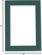 8x10 Mat Bevel Cut for 5x8 Photos - Acid Free Forest Green Precut Matboard With Backing Board and Crystal Clear, Self Seal Photo Mat Bag - For Pictures, Photos, Framing - 4-ply Thickness