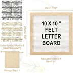 PATIKIL Felt Letter Board, 10x10Inches White Wooden Changeable Message Board with Storage Bag Stand for Kitchen Menu Farmhouse Decor Notes, Black Bronze
