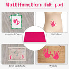 Ink Pad, 5x4'' Washable Non-Toxic Ink Stamp Pad for Baby Footprint Handprint, Pink