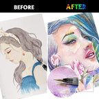 Emooqi Watercolor Paints Set, Metallic Glitter Watercolour Solid Paint Include 12 Metallic Glitter Color 2 Water Brushes 2 Color Card Storage Bag, Ideal for Illustrations Painting.