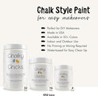 Chalky Chicks All-in-One Chalk Paint for Furniture or Cabinet - 32 Fl Oz - Matte Finish Old Lace (Off White) for Metal, Wood Furniture Paint - No Sanding All-in-One for Home Decor & Crafts, USA Made