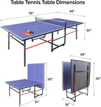 Professional Foldable Ping Pong Table for Indoor & Outdoor - 8FT Mid-Size Table Tennis Table with Net, 2 Table Tennis Paddles and 3 Balls - Quick & Easy Assembly