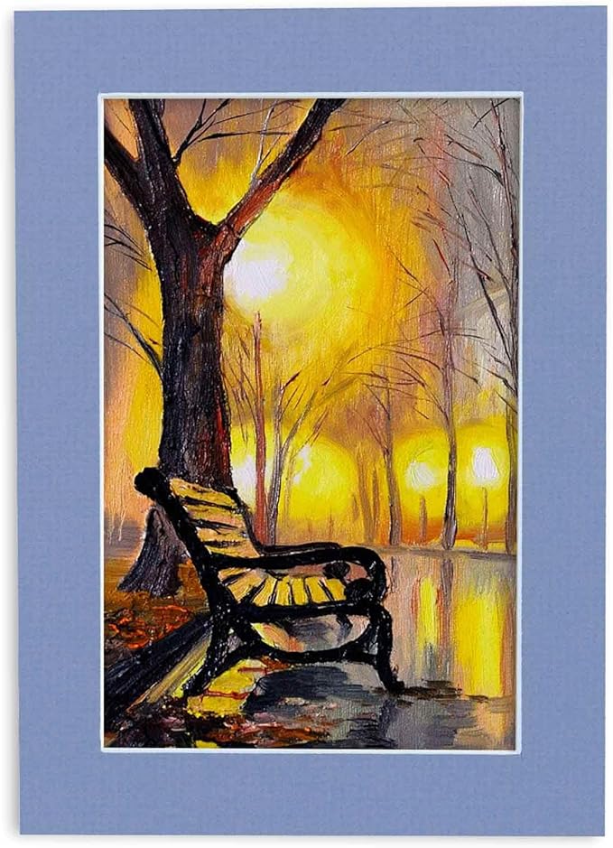 Pack of 25 Acid Free 8.5x11 Mats Bevel Cut for 7x9 Photos - Brittany Blue Precut Matboards with Backing Boards and Clear Photo Mat Bags for Pictures, Photos, Framing - 4-ply Thickness