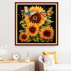 Disxvivy Cross Stitch Stamped Full Embroidery Kits DIY 11CT Cotton Thread Printed DIY Needlepoint Kits Craft Needlework Set Cross-Stitch Stamped Sets-Sunflower Butterfly 18x18 inch