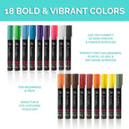 JumpOff Jo – Liquid Chalk Markers – Reversible Chisel and Round Tip – Multi Color (18)