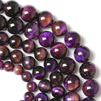 8MM Purple Tiger Eye Stone Beads Natural Gemstone Round Loose Beads for Jewelry and Bracelets Making 90pcs 2 Strands 32"