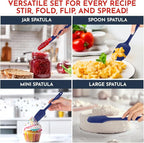 Culinary Couture 4-Piece Blue Baking Spatula Set - Rubber Spatulas Silicone Heat Resistant, BPA-Free - Spatula Set for Nonstick Cookware - Silicone Baking Utensils