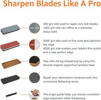 Amazon Basics Whetstone Knife Sharpening Wet Stone Dual Sided 400/1000 and 3000/8000 Grit Stones, Flattening Stone, and Non-Slip, Bamboo Base, 3 Count (Pack of 1), Black & Grey