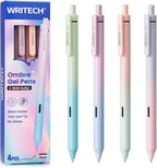 WRITECH Gel Pens Fine Point: 0.5mm Black Ink Retractable 4ct Smooth Writing No Bleed with Aesthetic Gradient Color Pen Barrel for Journaling Note Taking Sketching
