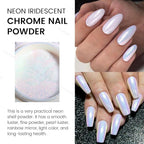 Ownest 2 Pcs Neon Chrome Nail Powder, Unicorn Chrome Nails Glitter Pigment, Aurora Iridescent Powder Pigment for Nails, Opal Pearl Mica Powders, Chameleon Pearl Manicure Pigment