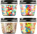 Novelinks 4 oz Clear Plastic Jars with Black Lids – Small Round Reusable Containers for Food, Spices, Crafts, Travel – BPA-Free Storage Jars for Kitchen & Household Organization, 20 Pack