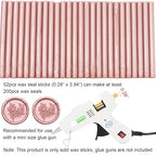 52pcs Rose Gold Wax Sealing Sticks for Wax Seal Stamp - Premium Glue Gun Sticks for Envelope, Letter, Wedding Invitation Craft Adhesive - Great Gift Ideas (Mini Size)