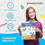 ARTshapes 840 pc Creative Paper Shapes Pack with 70+ Idea Guide - US Made Card Stock - Punch Out Funky DIY Craft Supplies for Whimsical Art Designs, Paper Crafts, and Pattern Play 5 Happy Colors