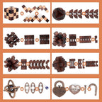 8 Pcs Brain Teaser Puzzles for Adults Teens - Metal Puzzles 3D Puzzle Game Toys for Adults Teens - Wooden Unlock Interlocking Puzzle Adult IQ Education Smart Toys