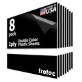 Trotec TroLase | 12"x12"x1/16", 8 Pcs | Black/White | 2 Ply | Modified Acrylic | Laser Engraving Double Color Plastic Sheet | Engraving Blanks for Laser, Saw, Guillotine | Made in USA