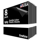 Trotec TroLase | 12"x12"x1/16", 8 Pcs | Black/White | 2 Ply | Modified Acrylic | Laser Engraving Double Color Plastic Sheet | Engraving Blanks for Laser, Saw, Guillotine | Made in USA