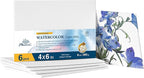 PHOENIX Watercolor Canvas Boards for Painting - 4x6 Inch/6 Pack, 100% Cotton Water Color Small Canvas Panels, 8 Oz. / 260g White Blank Medium Texture Flat Canvases for Water Based Paints