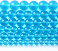 10MM Lake Blue Glass Beads Natural Gemstone Round Loose Stone Beads for Jewelry and Bracelets Making 72pcs 2 Strands 32"