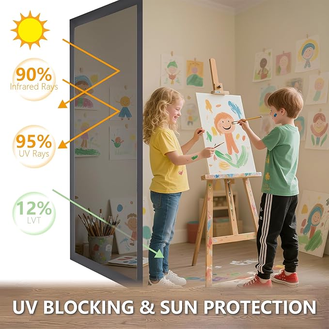 LEMON CLOUD One Way Window Privacy Film See Out Not in Reflective Mirror UV Window Cling Sun Blocking Heat Control Glare Control with Tools,17.5 Inch x 78.7 Inch