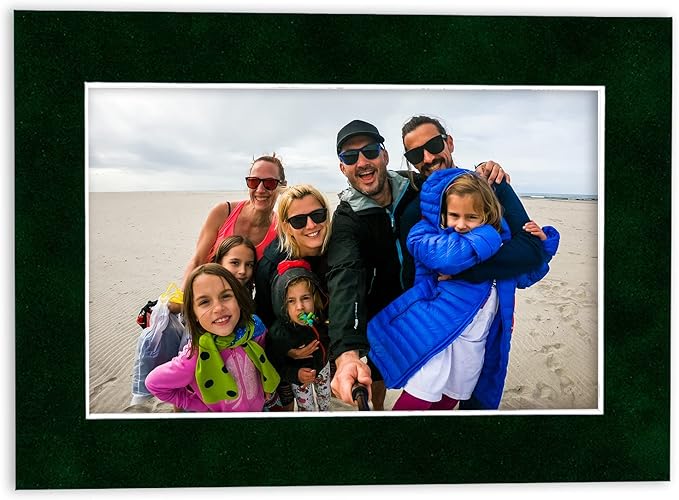Poster Palooza 11x14 Mat Bevel Cut for 8.5x11 Photos - Acid Free Green Suede Precut Matboard - For Pictures, Photos, Framing - 4-ply Thickness