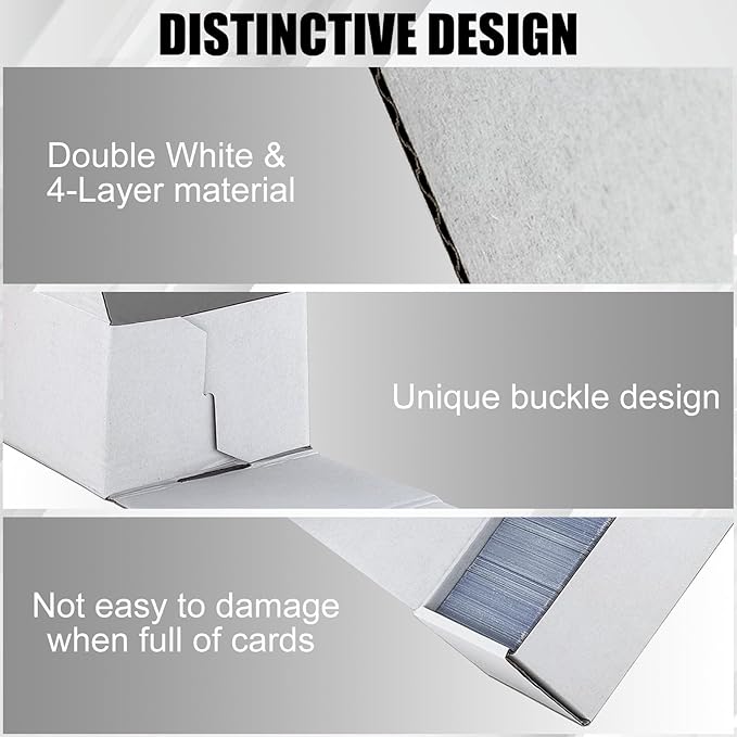 Trading Card Storage Box, 3-Pack 1100 Count White Corrugated Cardboard Bulk Sports Storage Box for TCG/Magic/Mtg Basketball Cards, Collectible Trading Cards